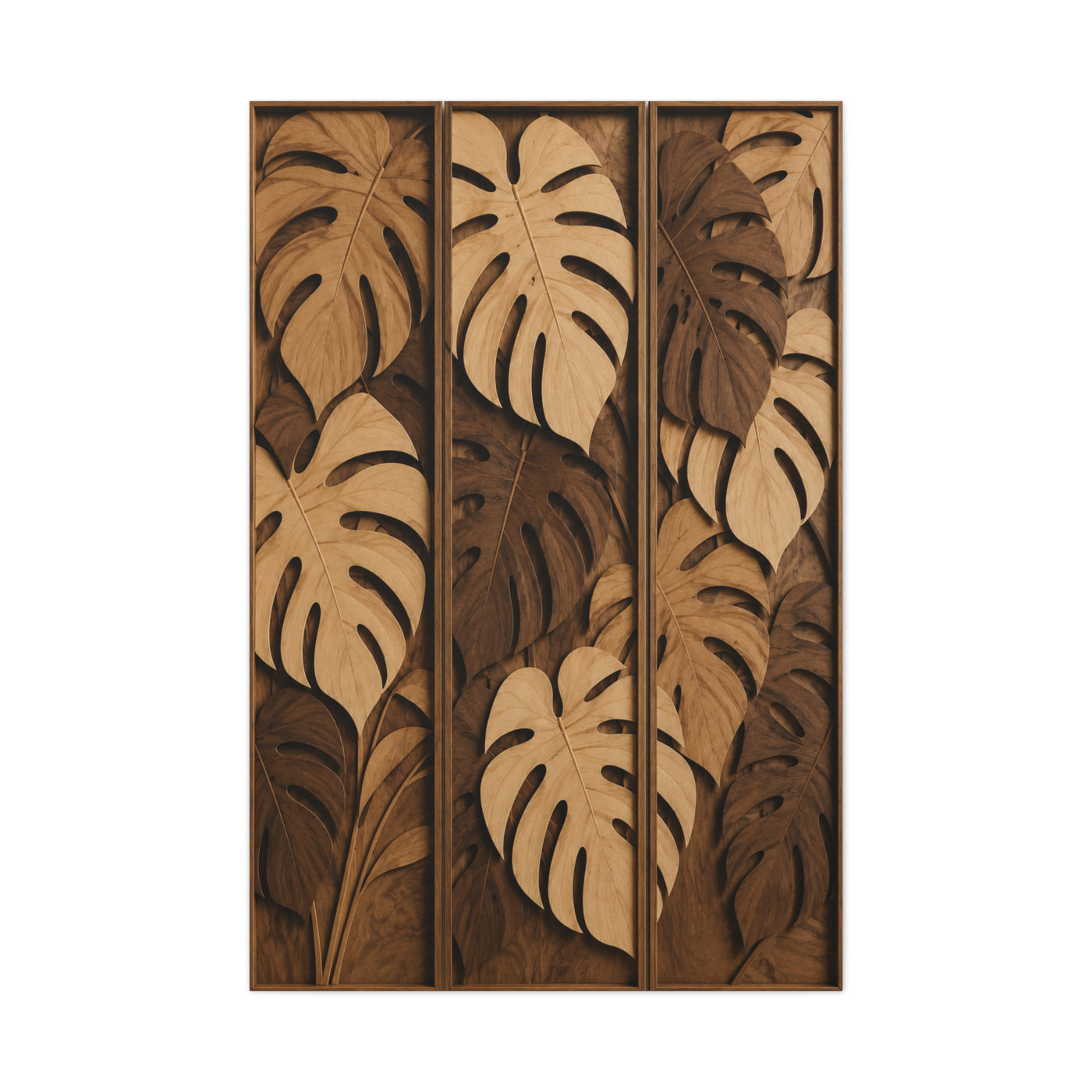 Layered Monstera Wood Panel Tropical Wall Art & Canvas Print