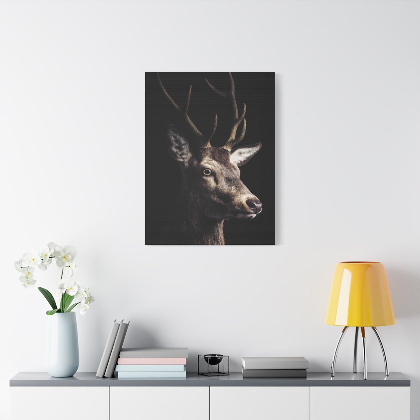 Shadowed Stag Minimal Portrait Wall Art & Canvas Print