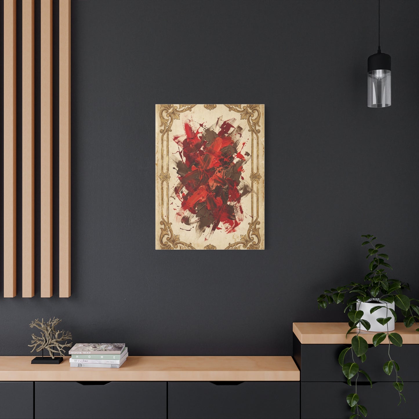 Vintage Framed Red Expressionist Composition Wall Art & Canvas Print