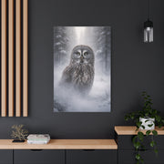 Great Grey Owl Winter Mist Portrait Wall Art & Canvas Print