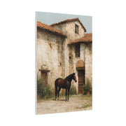 Rustic Courtyard Horse Scene Wall Art & Canvas Print