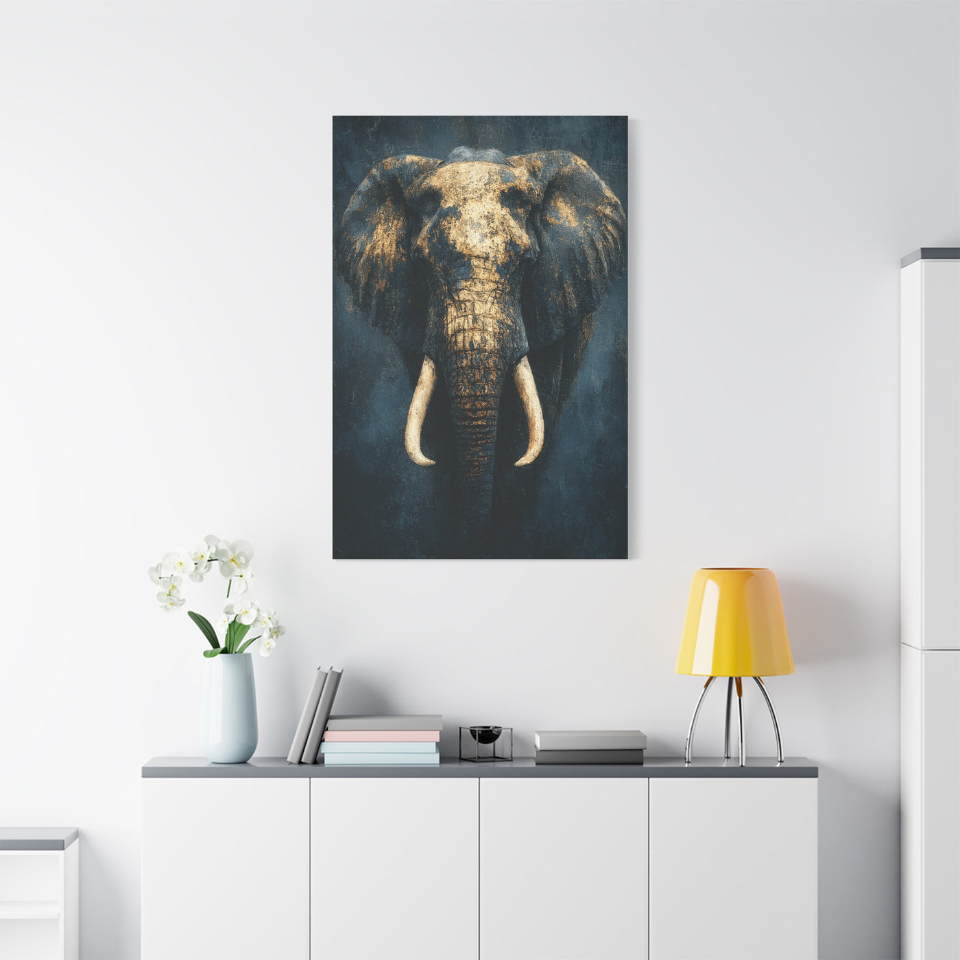 Black and Gold Regal Elephant Portrait Wall Art & Canvas Print