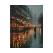 Rainy Paris Café Evening Wall Art & Canvas Print
