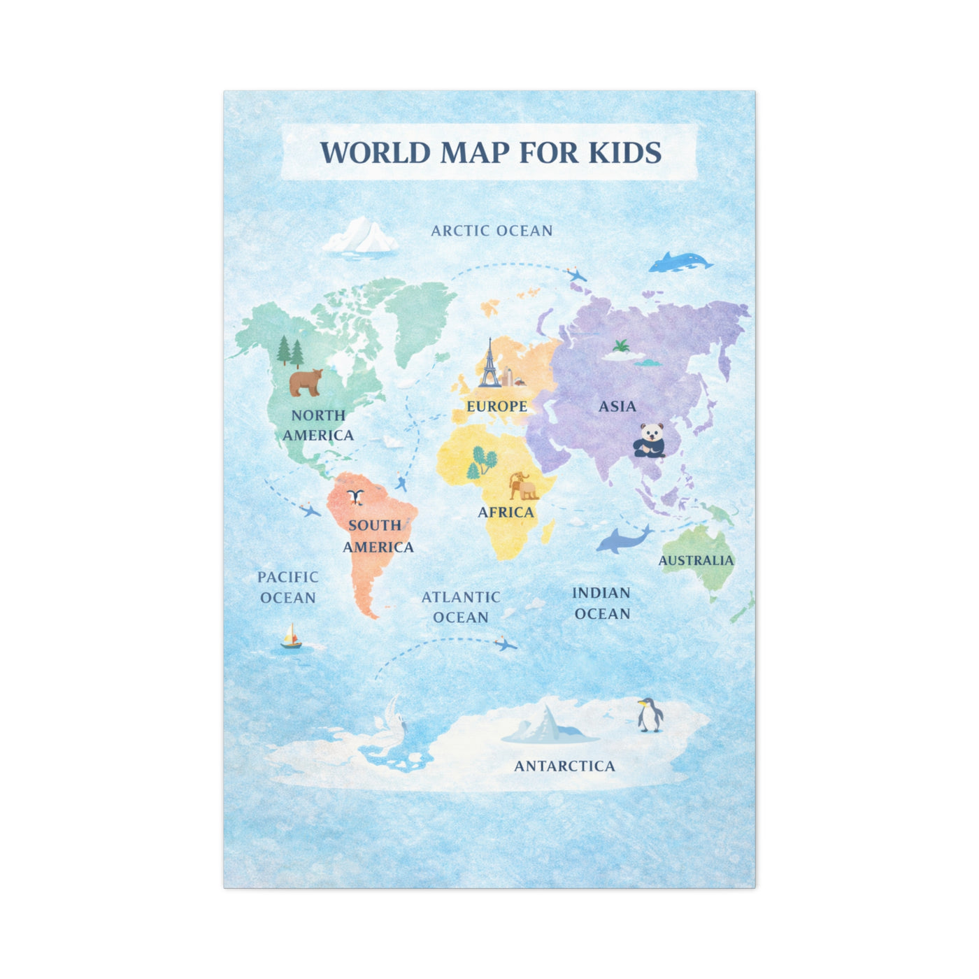 World Map Exploration for Kids Wall Art & Canvas Print