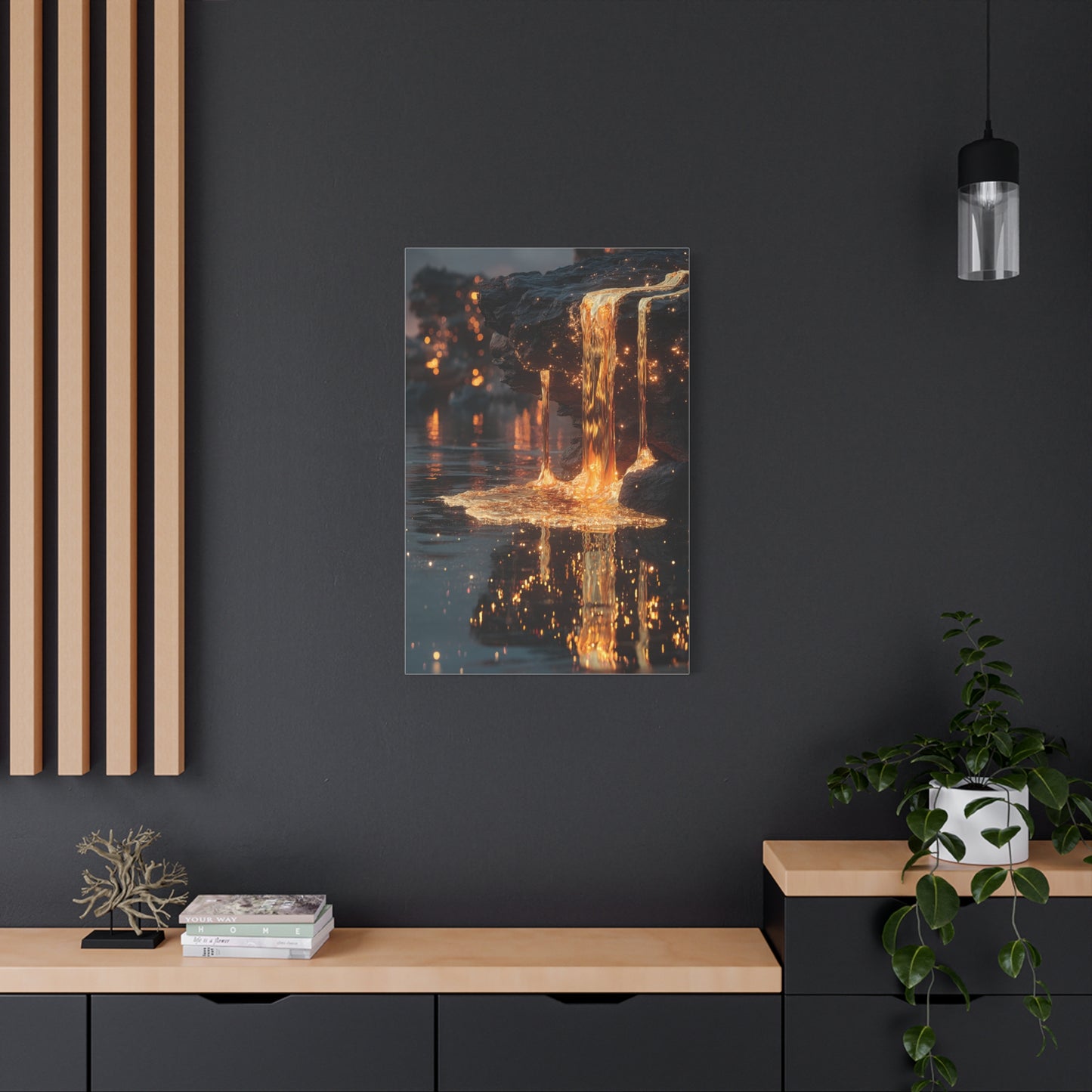 Molten Gold Waterfall Wall Art & Canvas Print