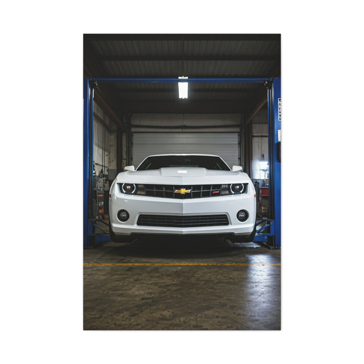Chevrolet Camaro SS Hydraulic Lift Workshop Scene Wall Art & Canvas Prints