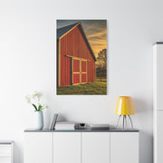 Red Barn in Golden Countryside Wall Art & Canvas Prints
