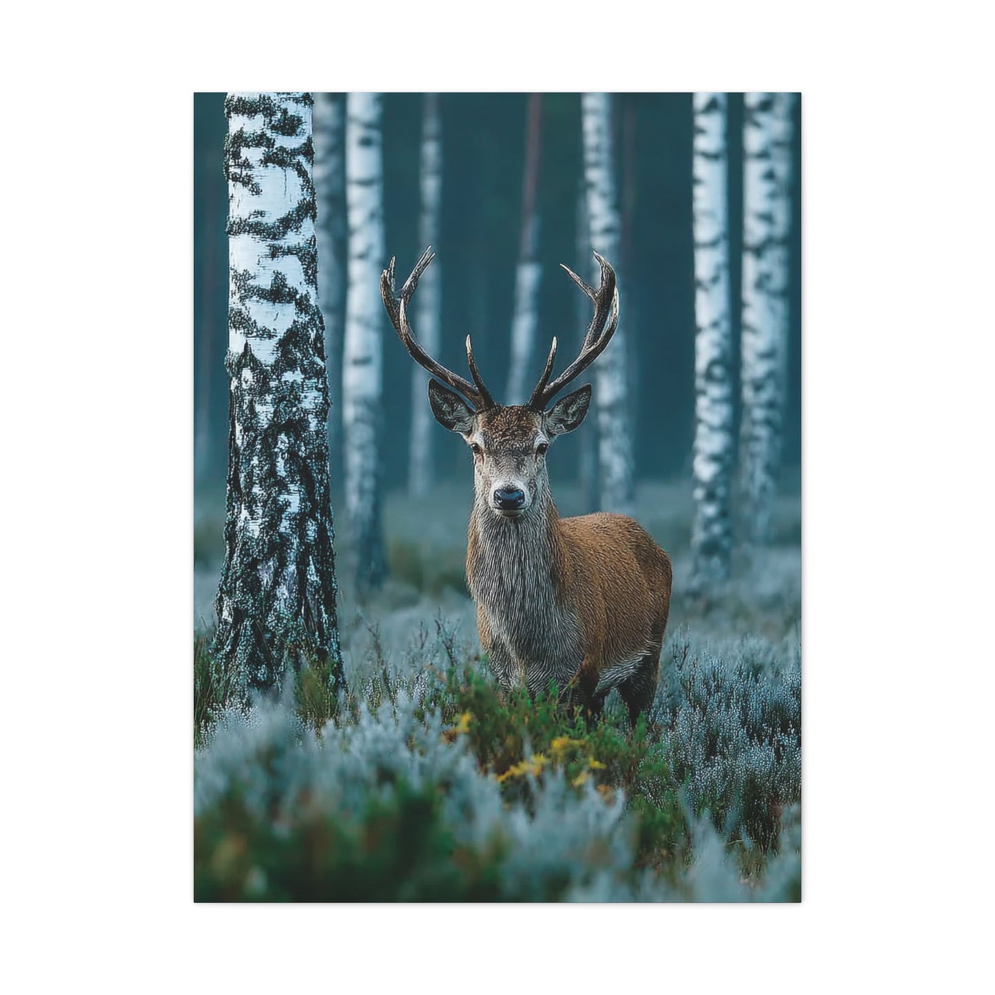 Scandinavian Woodland Stag Portrait Wall Art & Canvas Print