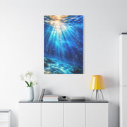 Sunlit Underwater Light Rays Ocean Scene Wall Art & Canvas Print