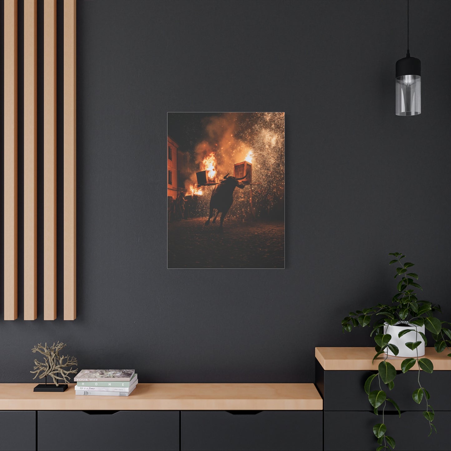 Toro de Júbilo Fire Bull Festival Wall Art & Canvas Print