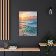 Golden Sunrise Ocean Horizon Scene Wall Art & Canvas Print