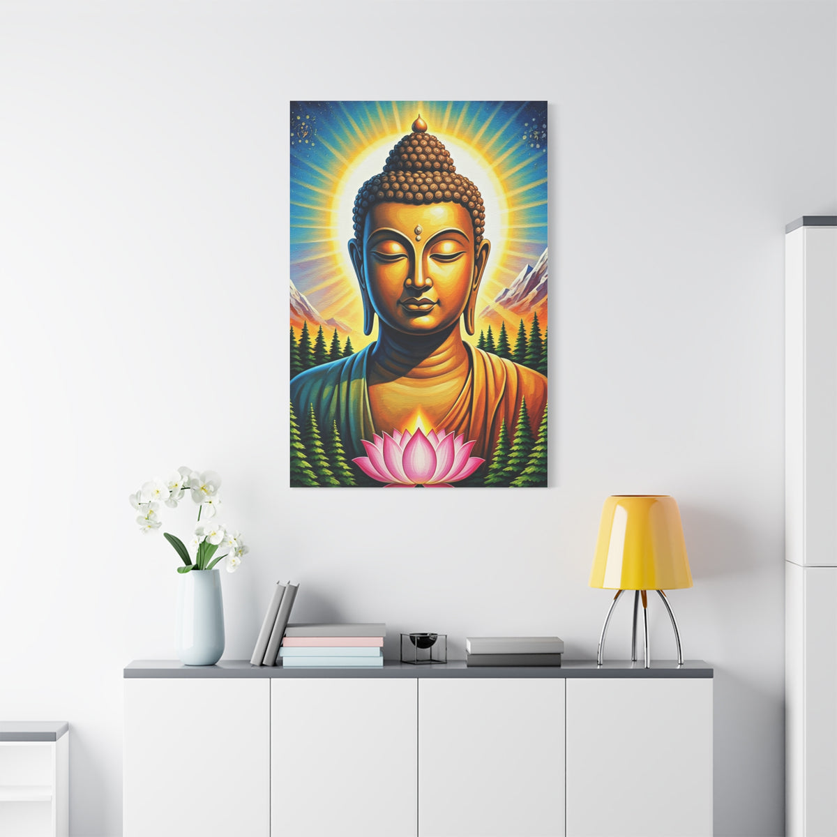 Radiant Buddha with Lotus Bloom Wall Art & Canvas Prints