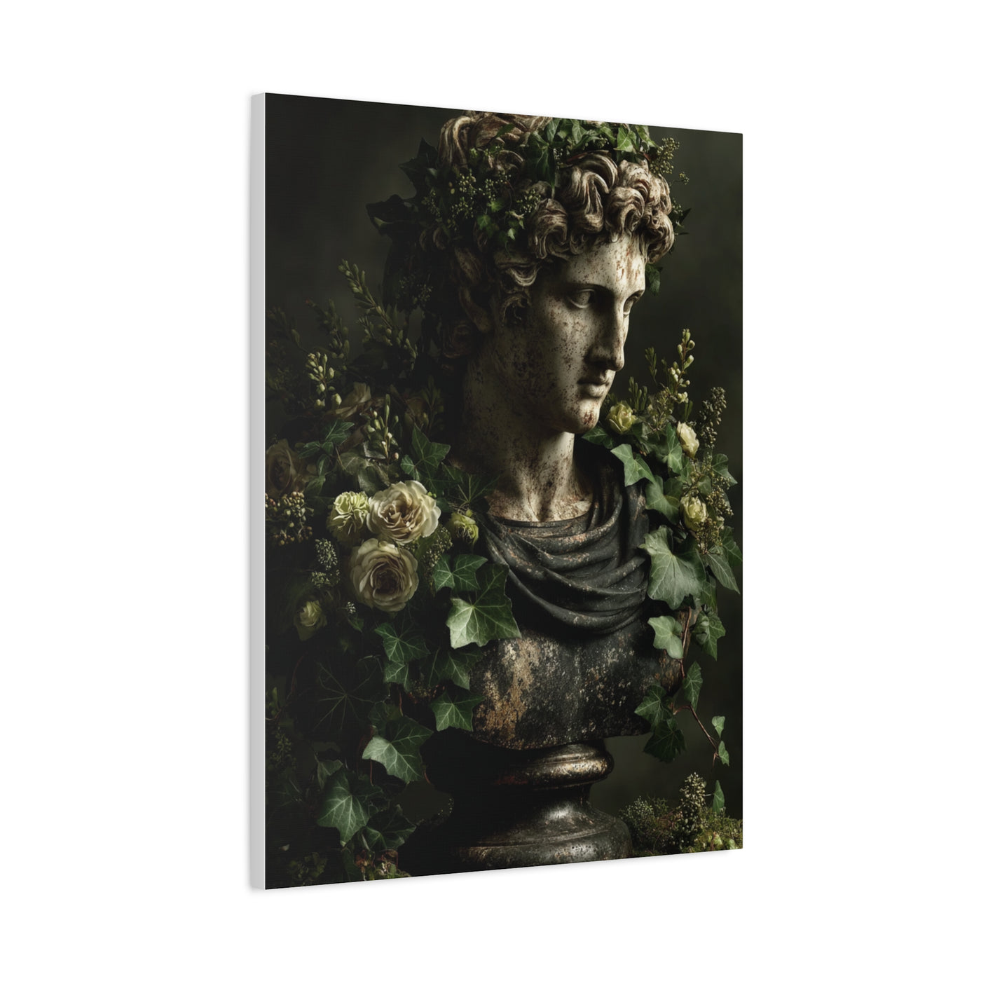 Classical Bust with Botanical Elegance Wall Art & Canvas Print