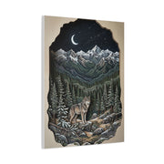 Night Forest Wolf Framed Relief Landscape Wall Art & Canvas Print