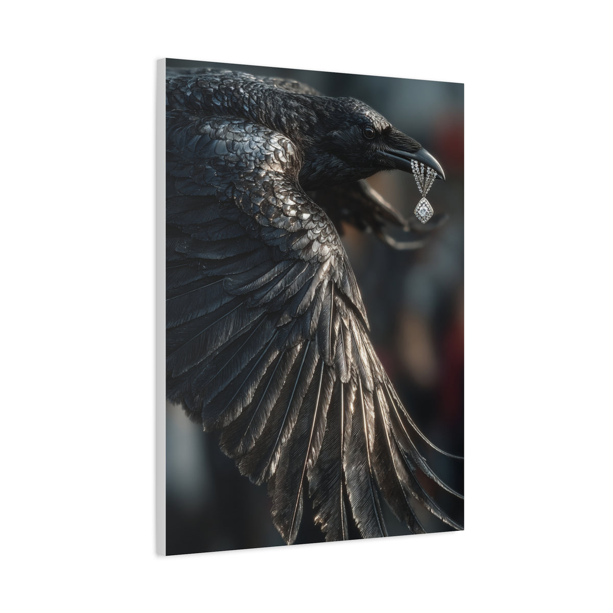 Crow Stealing Diamond Earring Wall Art & Canvas Print