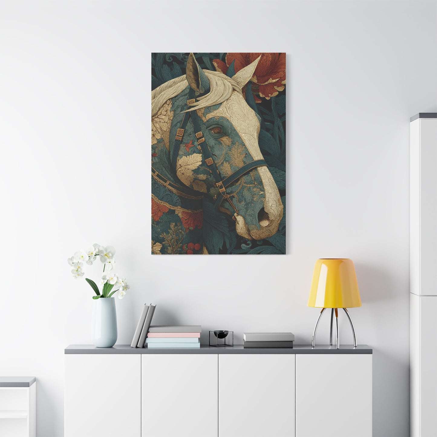 Ornamental Botanical Horse Portrait Wall Art & Canvas Print