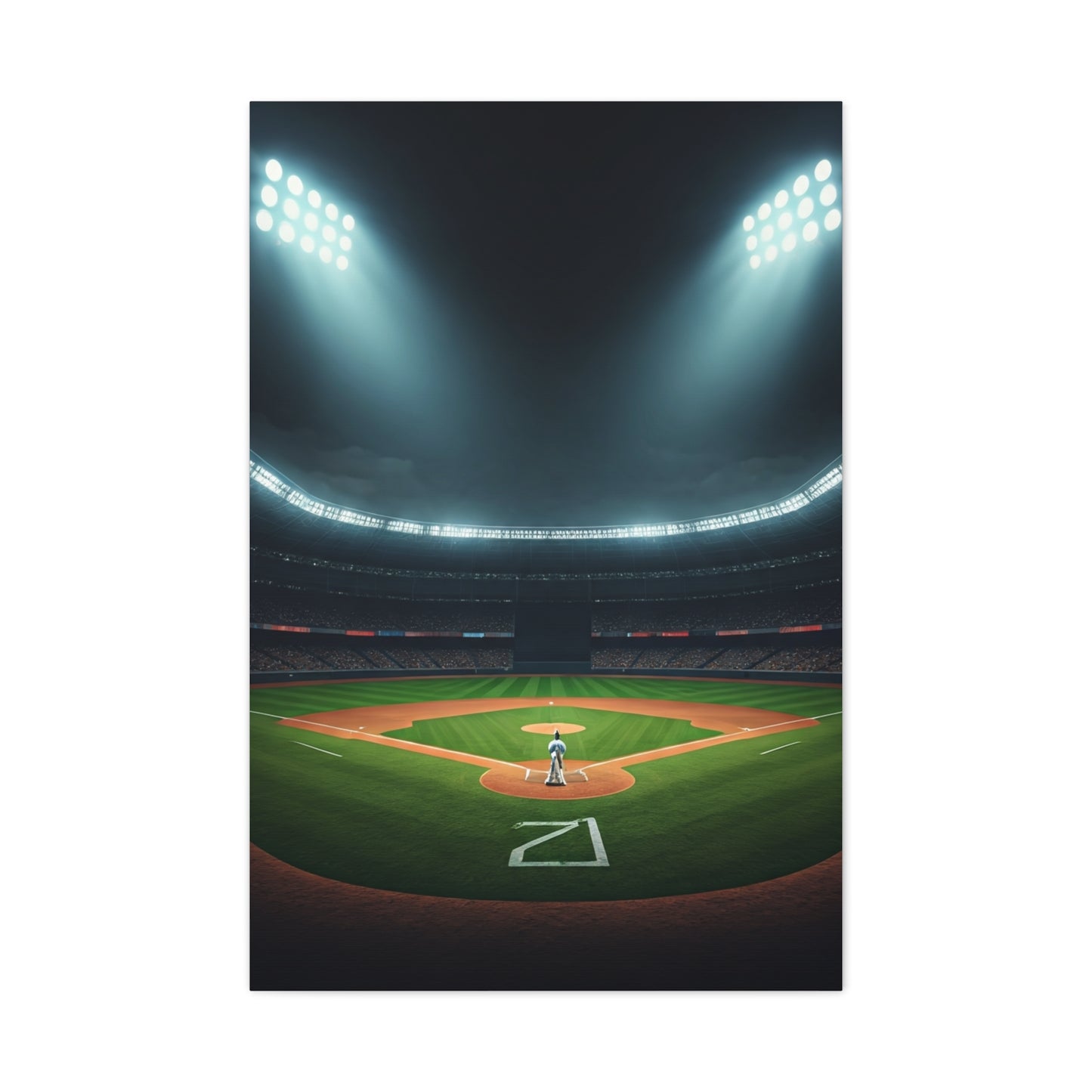 Night Baseball Stadium Lights Wide Scene Wall Art & Canvas Prints