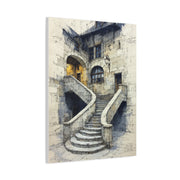 Architectural Staircase Sketch Wall Art & Canvas Print