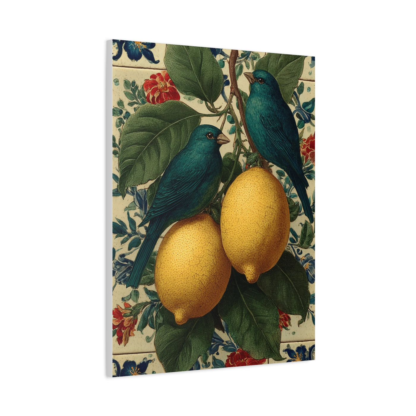 Italian Lemon & Birds Decorative Kitchen Wall Art & Canvas Print