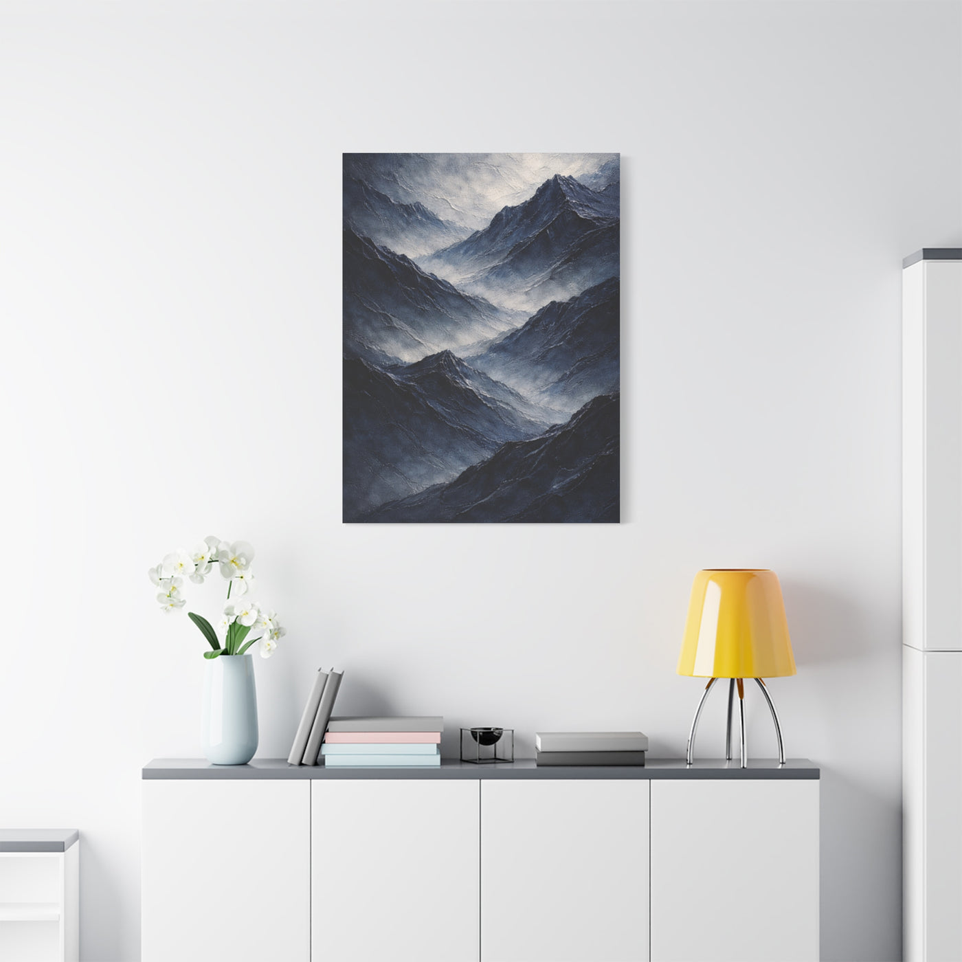 Textured Navy Mountain Horizon Wall Art & Canvas Print