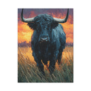 Majestic Bull at Sunset Oil Painting Wall Art & Canvas Print