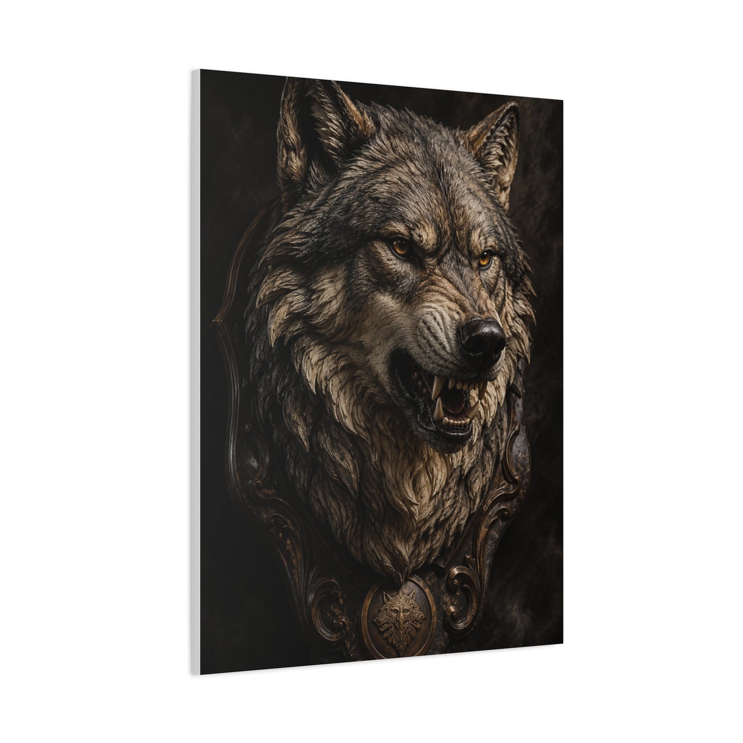 Baroque Gothic Wolf Head Sculpture Portrait Wall Art & Canvas Print