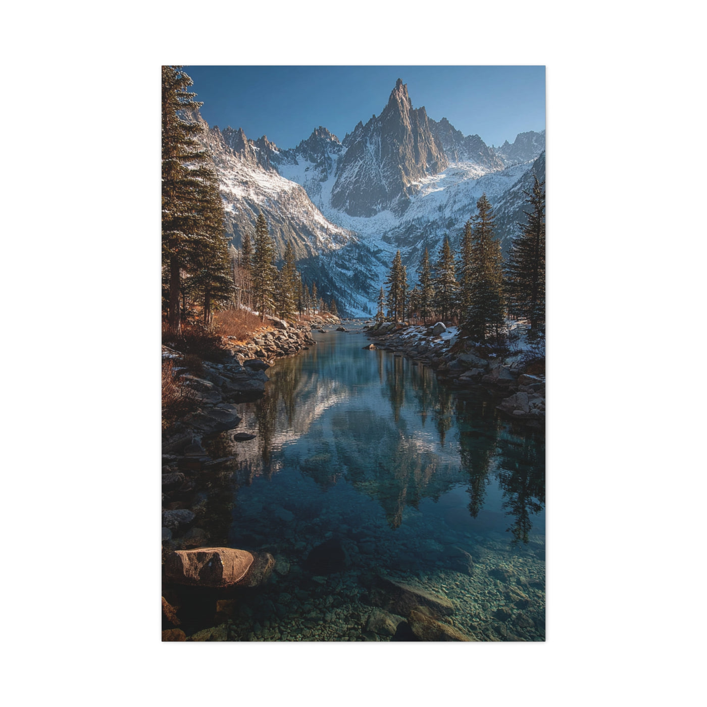 Serene Alpine Lake Reflection Wall Art & Canvas Print