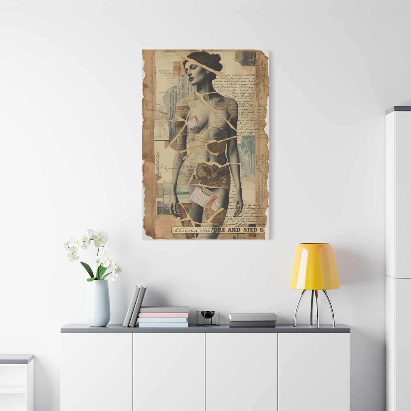 Mixed Media Collage Figure Wall Art & Canvas Print