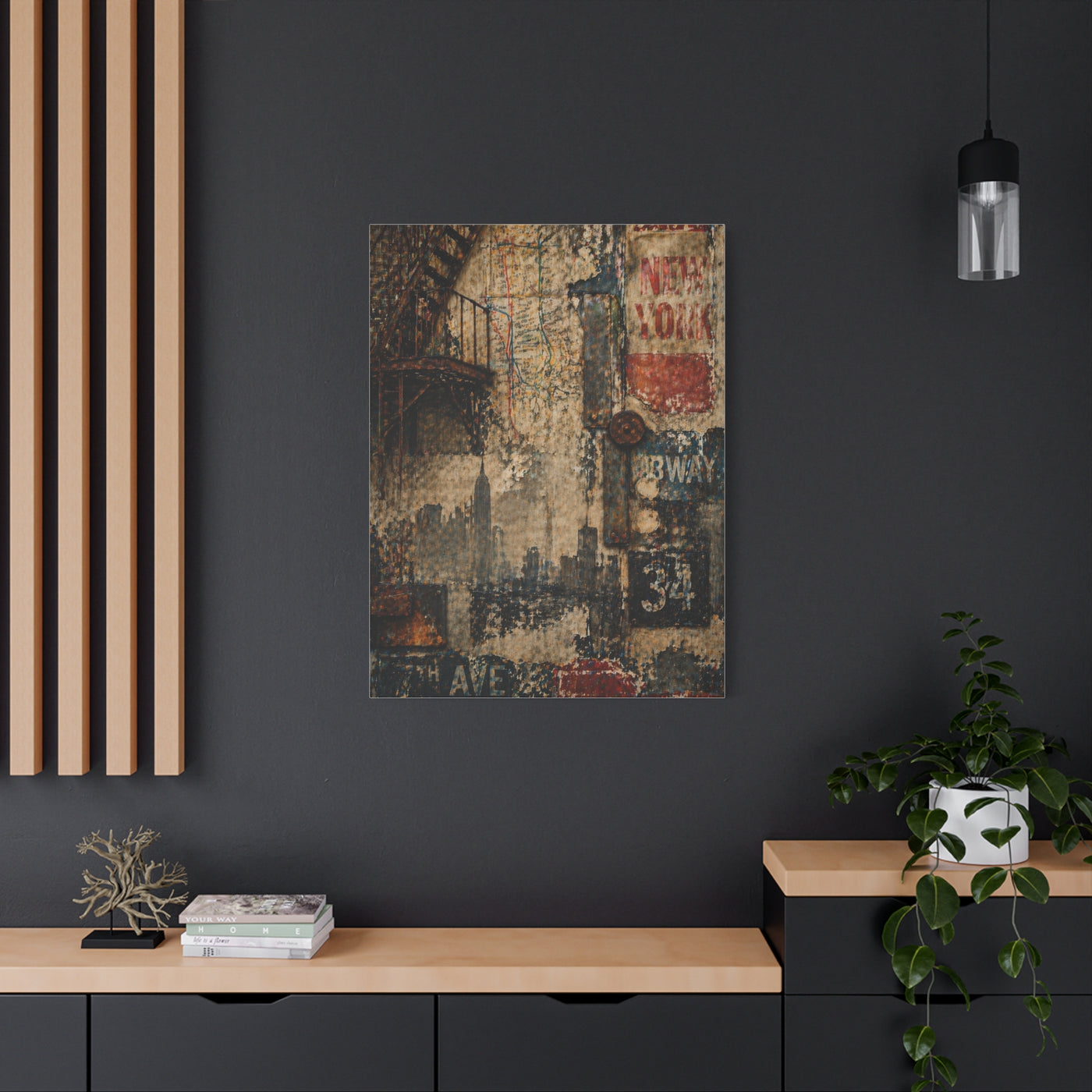 Urban Vintage Collage Skyline Wall Art & Canvas Print