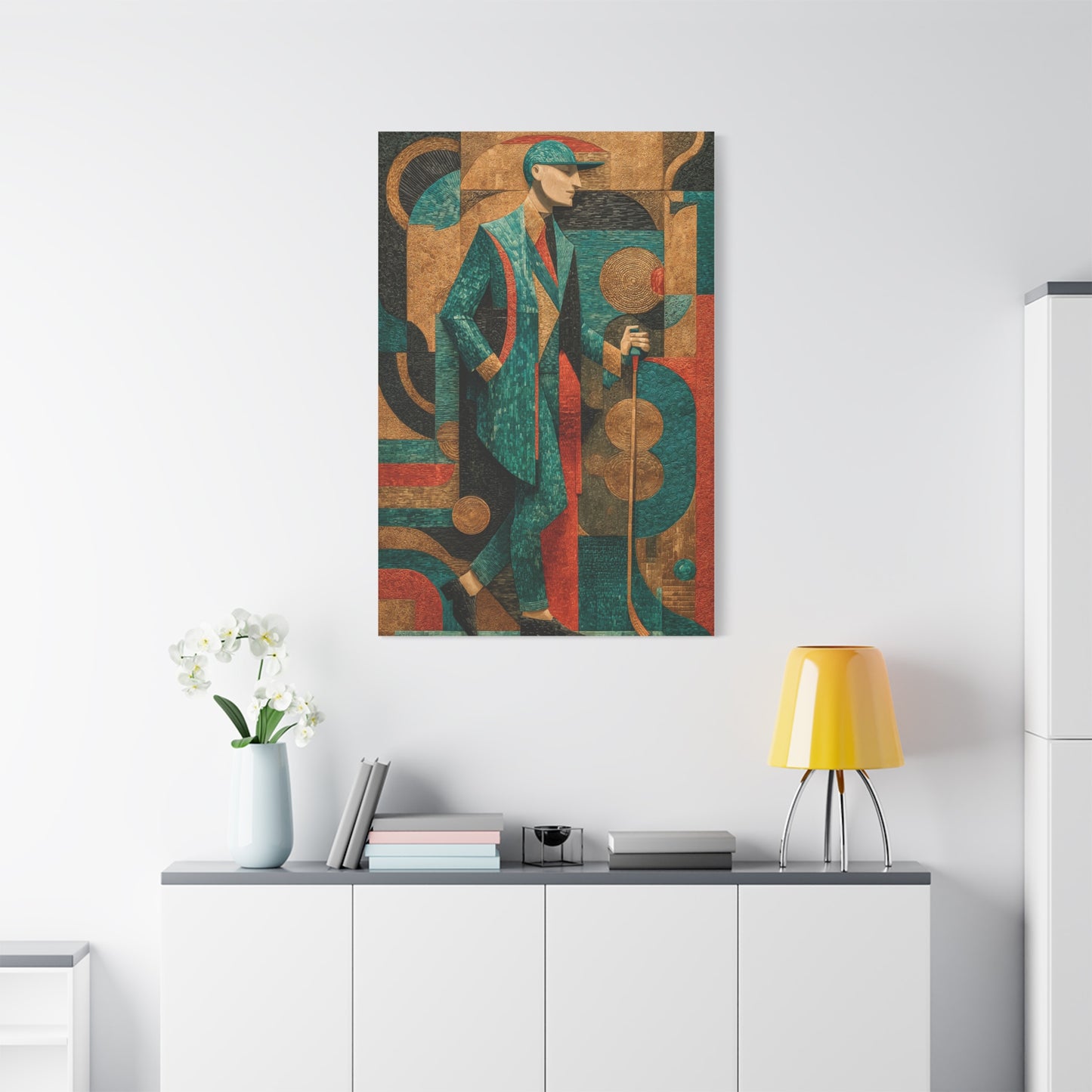 Art Deco Golfer Graphic Composition Wall Art & Canvas Print