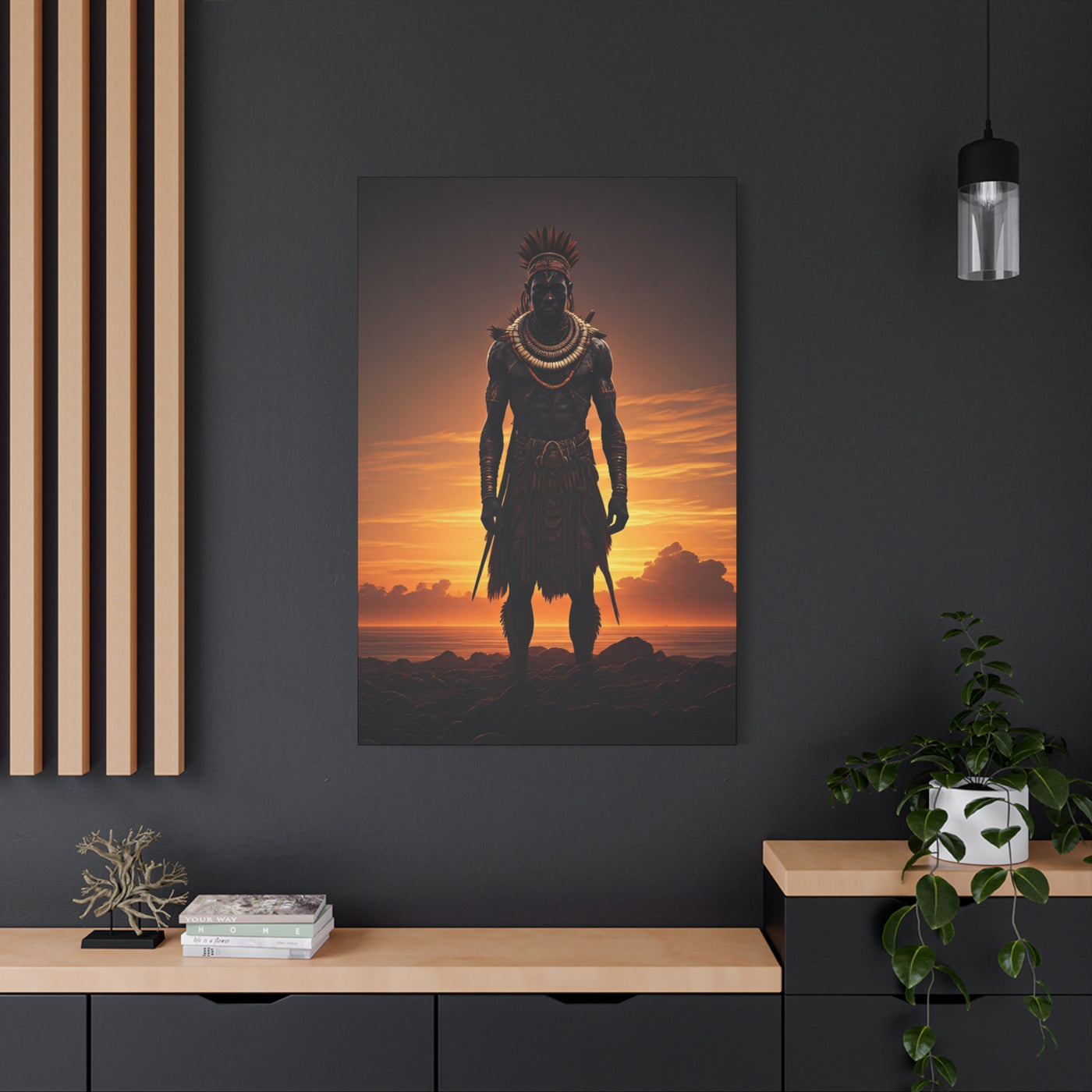 Sunset Warrior Silhouette Wall Art & Canvas Prints