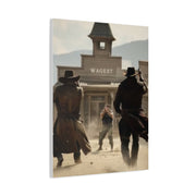 Frontier Gunfight in the Western Street Wall Art & Canvas Print