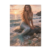 Golden Sunset Shore Mermaid Wall Art & Canvas Print