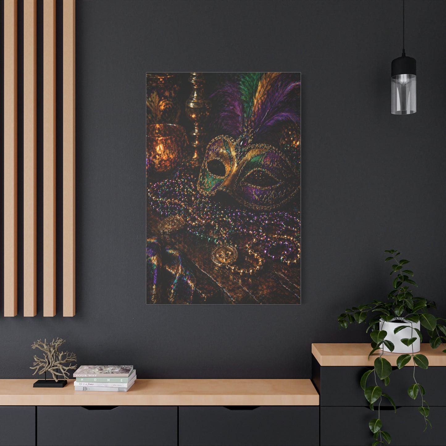 Mardi Gras Mask & Beads Still Life Wall Art & Canvas Print