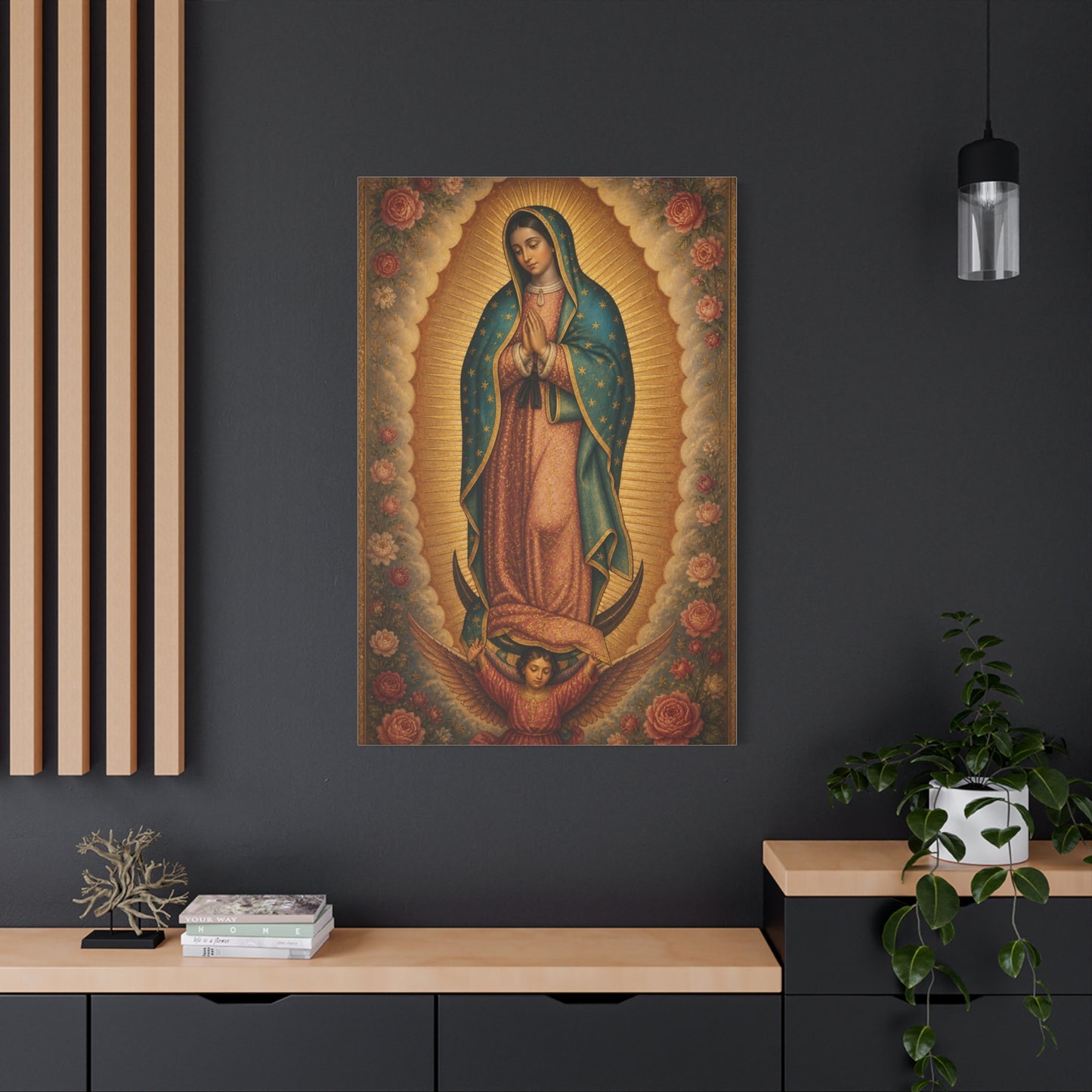 Our Lady of Guadalupe Floral Sacred Icon Wall Art & Canvas Print
