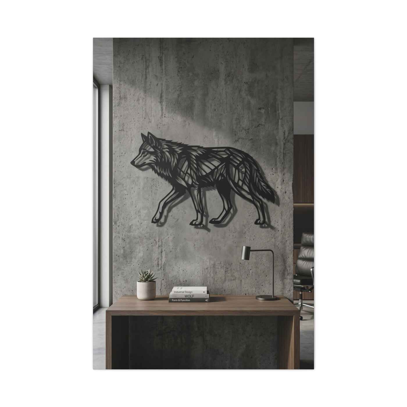 Geometric Line Wolf Wall Sculpture Panel Wall Art & Canvas Print