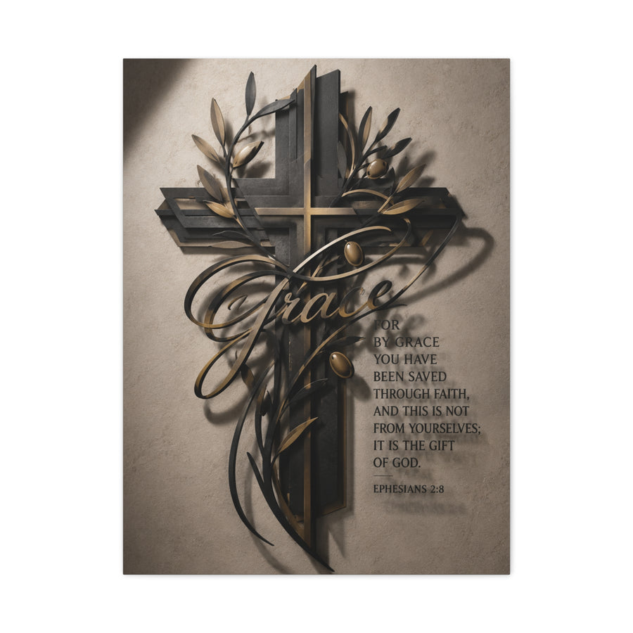 Grace Cross Metal Scripture Wall Art & Canvas Print