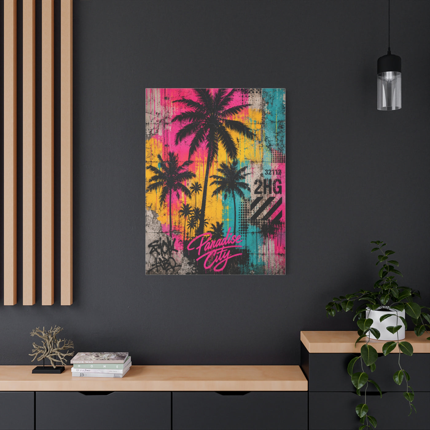 Neon Graffiti Palm Paradise Tropical Wall Art & Canvas Print