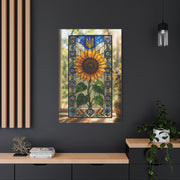 Ornate Stained Glass Sunflower Panel Wall Art & Canvas Print