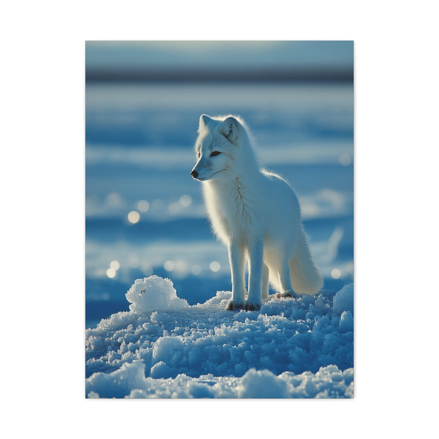 Arctic Fox Snow Minimal Portrait Wall Art & Canvas Print