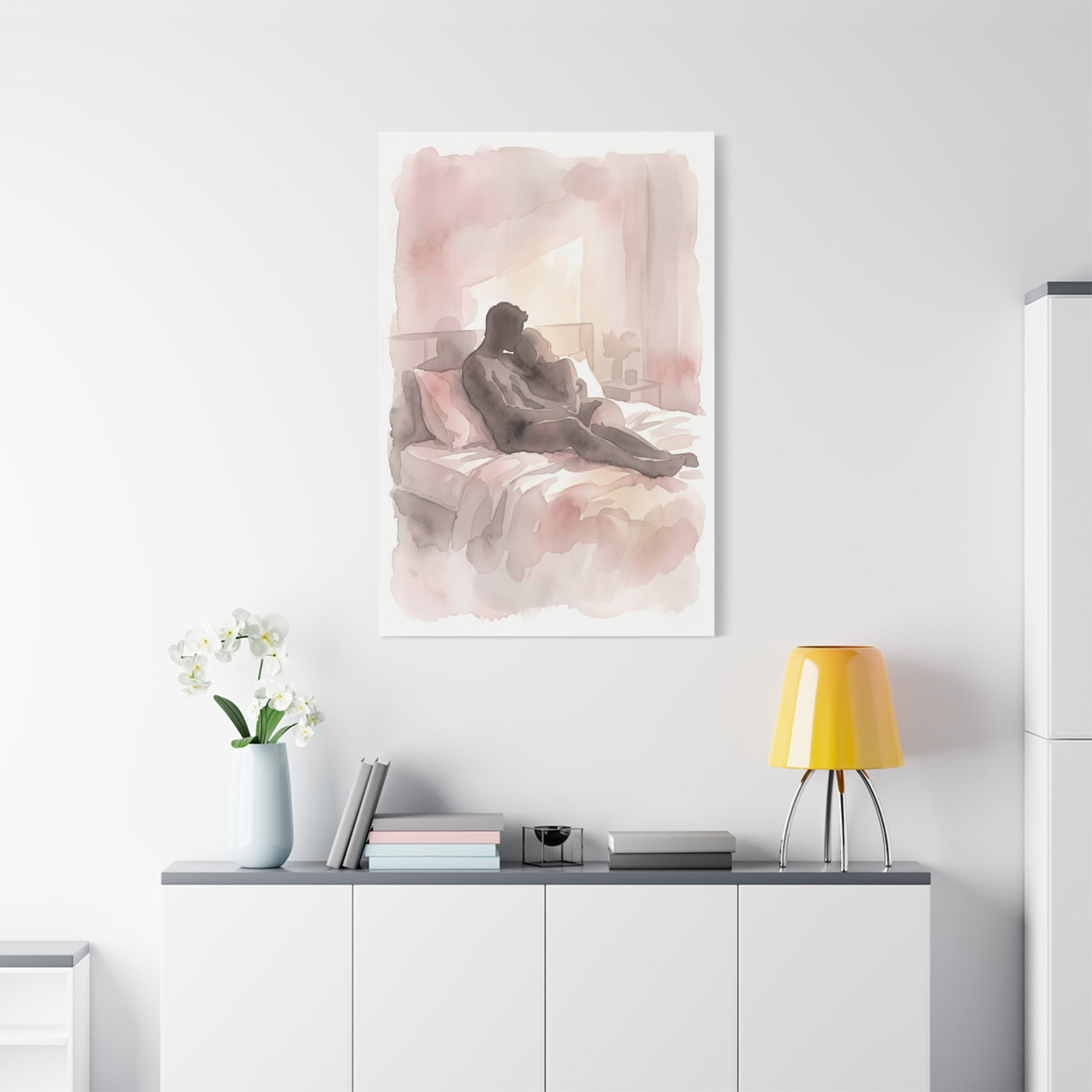 Abstract Bedroom Silhouette Romance Wall Art & Canvas Print