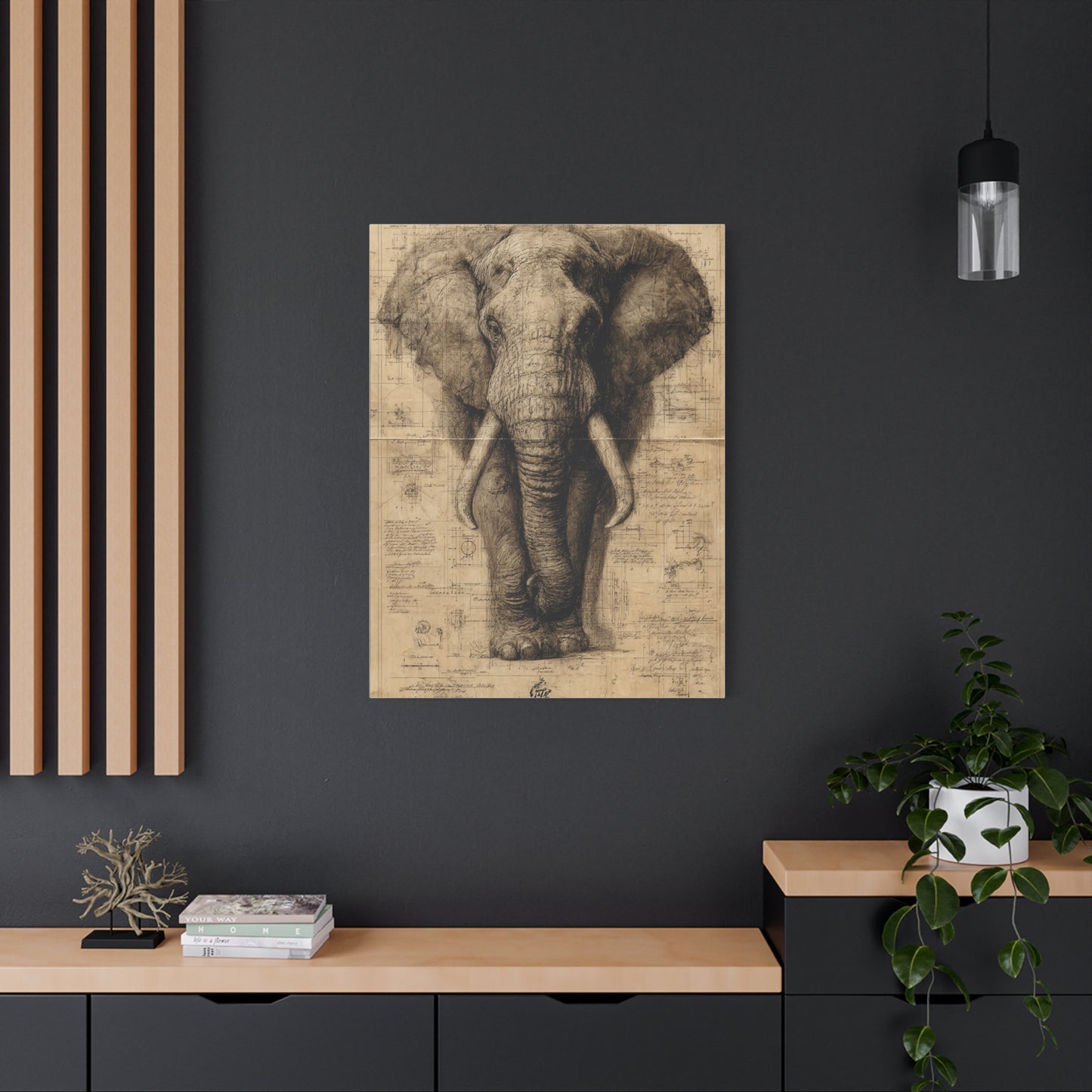 Vintage Elephant Natural History Study Wall Art & Canvas Print