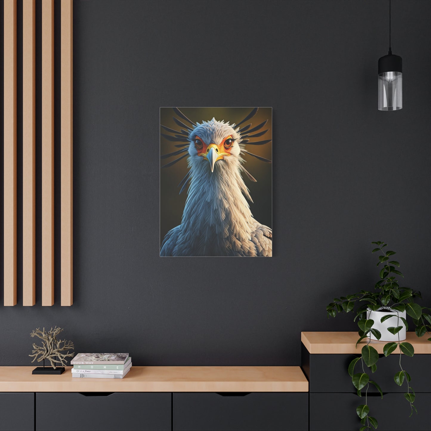 Majestic Secretary Bird Portrait Wall Art & Canvas Prints