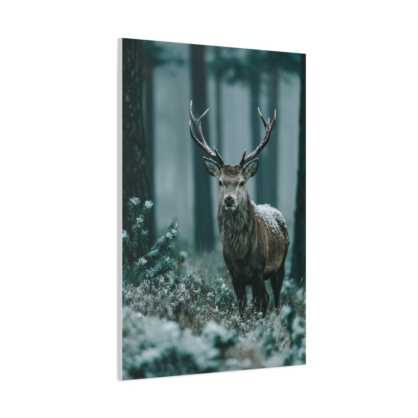 Winter Pine Stag Portrait Wall Art & Canvas Print