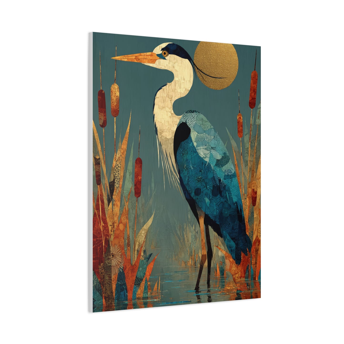 Modernist Heron Marsh Composition Wall Art & Canvas Print