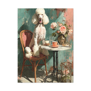 Paris Café Poodle with Roses Wall Art & Canvas Print