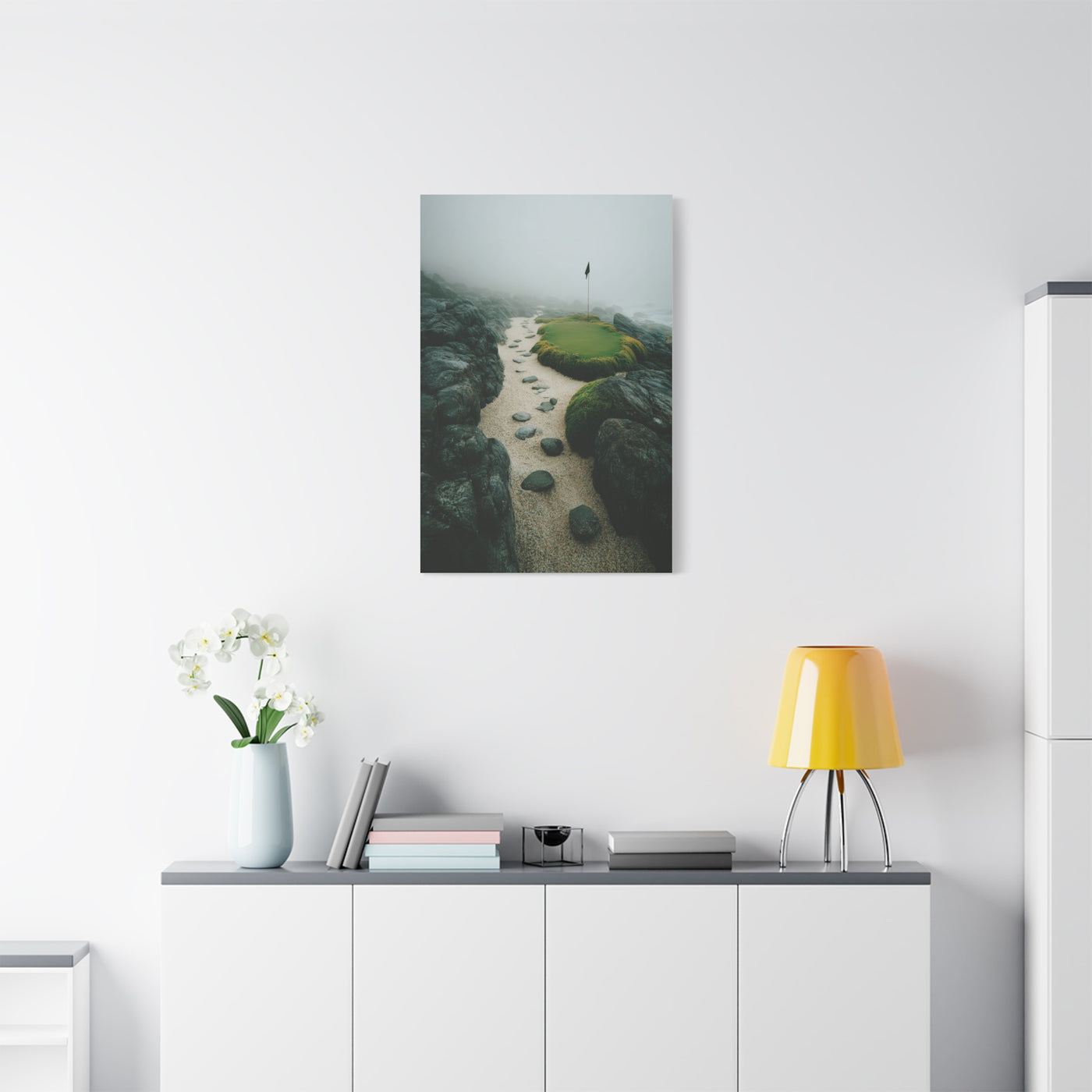 Coastal Mist Golf Green Minimal Wall Art & Canvas Print