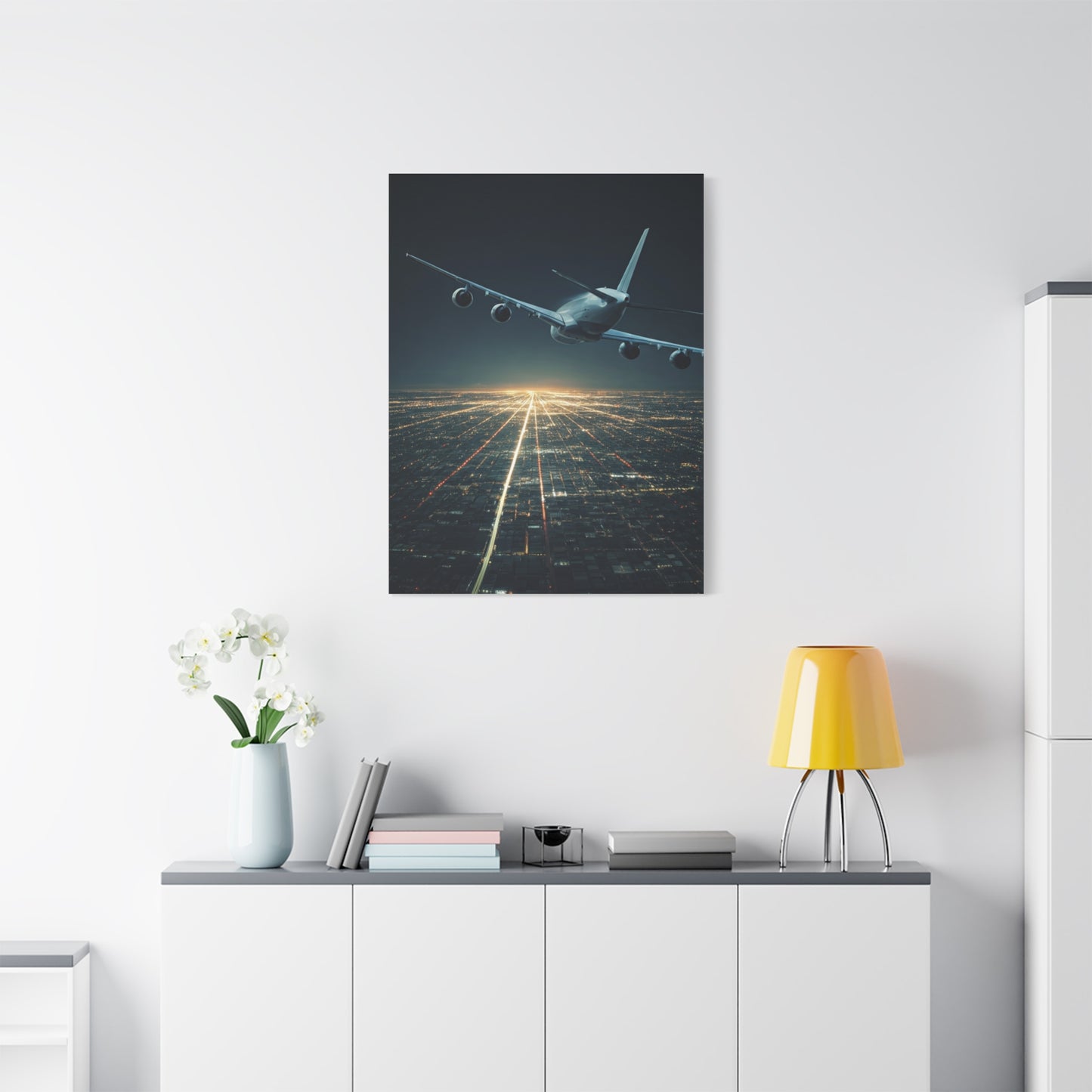 Night Runway Takeoff Journey Wall Art & Canvas Prints