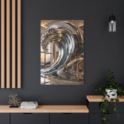 Luxury Chrome Wave Sculpture Interior Wall Art & Canvas Print