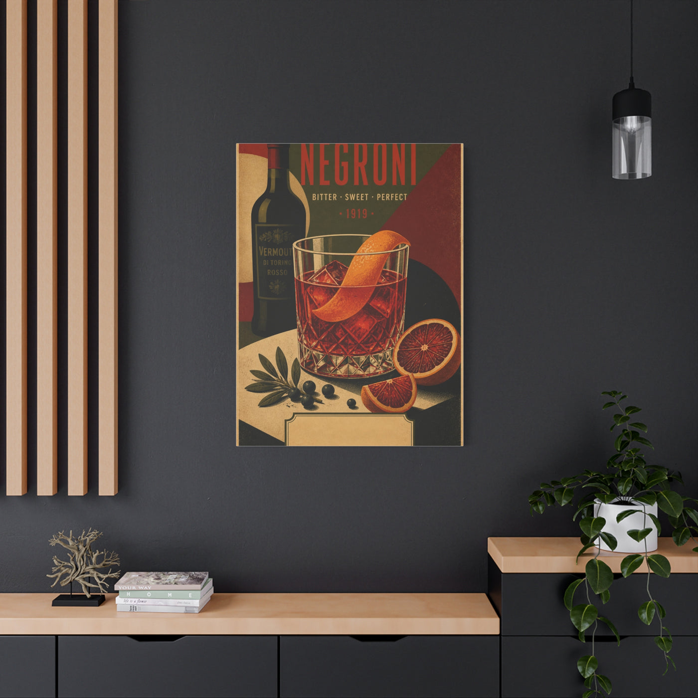 Vintage Negroni Cocktail Poster Wall Art & Canvas Print